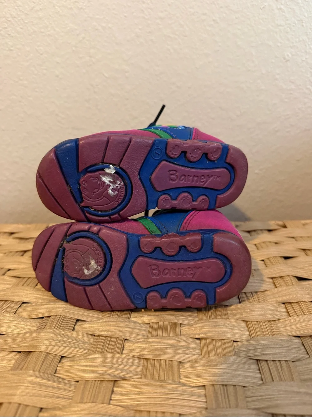 Y2K Barney Colorblock Kids High-Top Sneakers size 7
